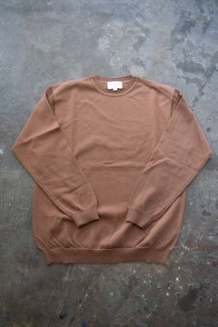 【ラスト1点】強撚糸綿ポリエステルクルーネックニット(MARRON)