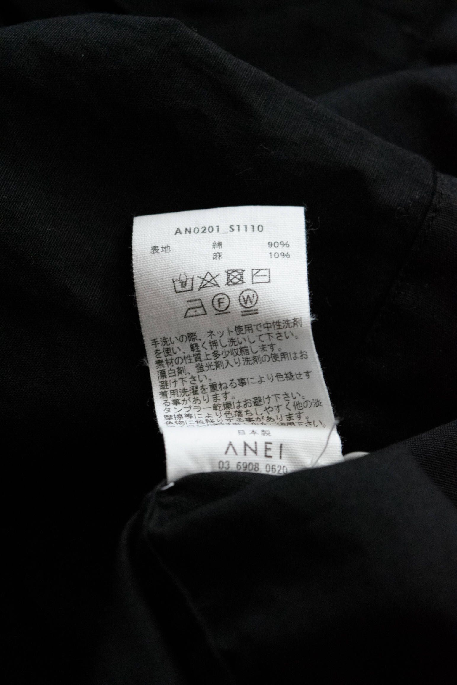 ANEI - 【ラスト1点】Open Neck Tunic/オープンネックチュニック(BLACK