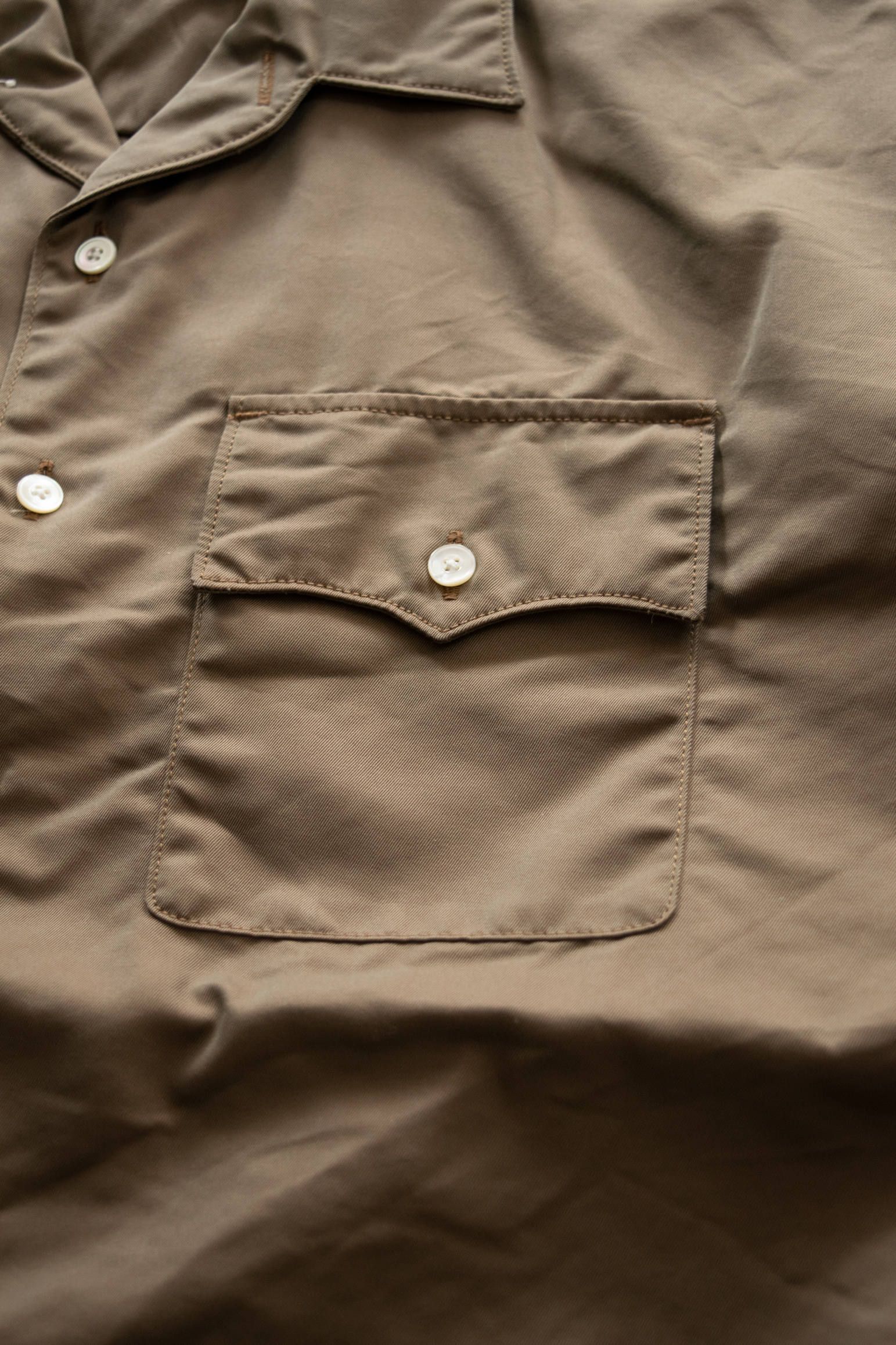 【ラスト1点】Open Collar  H/S Shirt/オープンカラーギャバジンシャツ(BEIGE)