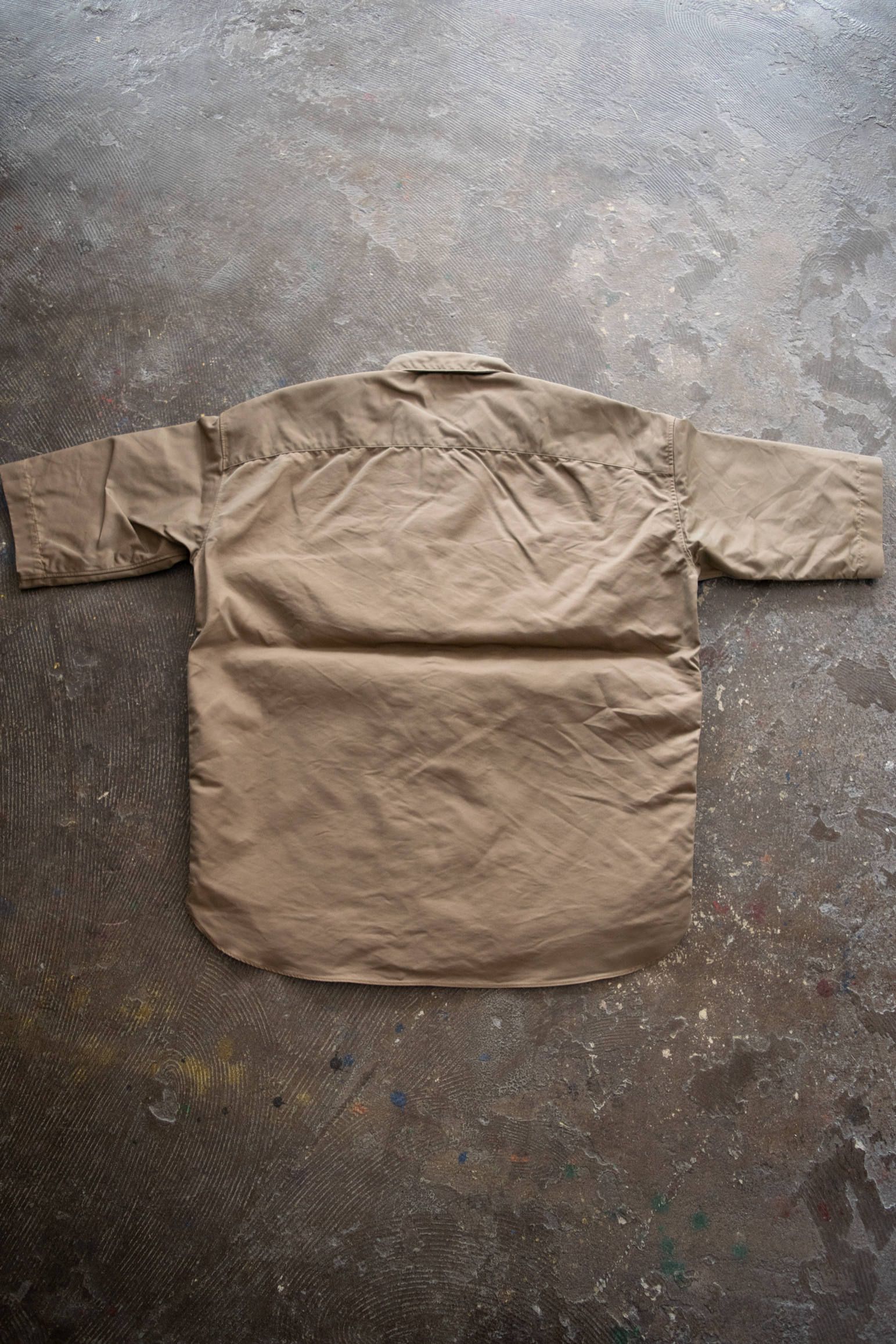 【ラスト1点】Open Collar  H/S Shirt/オープンカラーギャバジンシャツ(BEIGE)