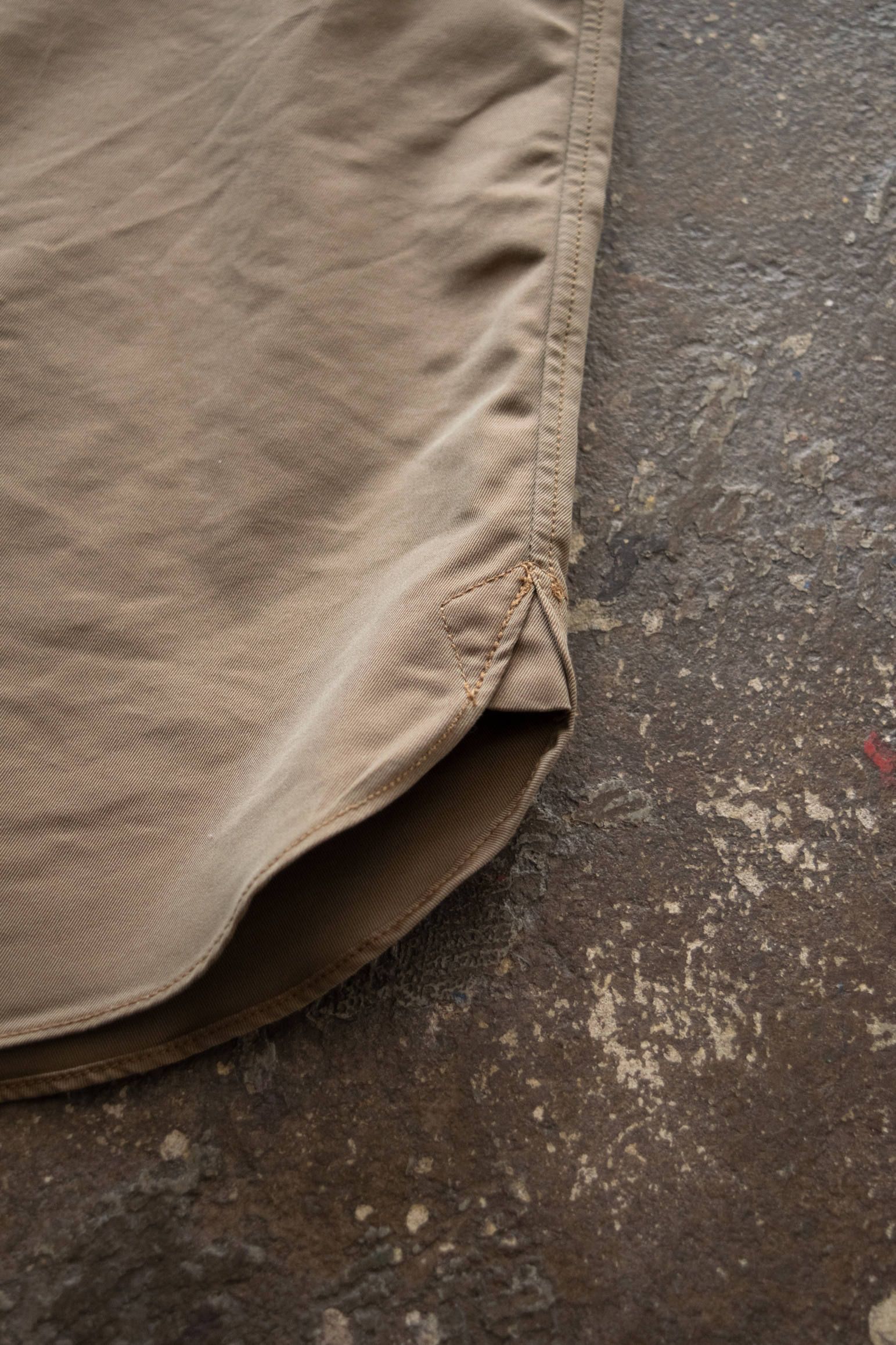 【ラスト1点】Open Collar  H/S Shirt/オープンカラーギャバジンシャツ(BEIGE)