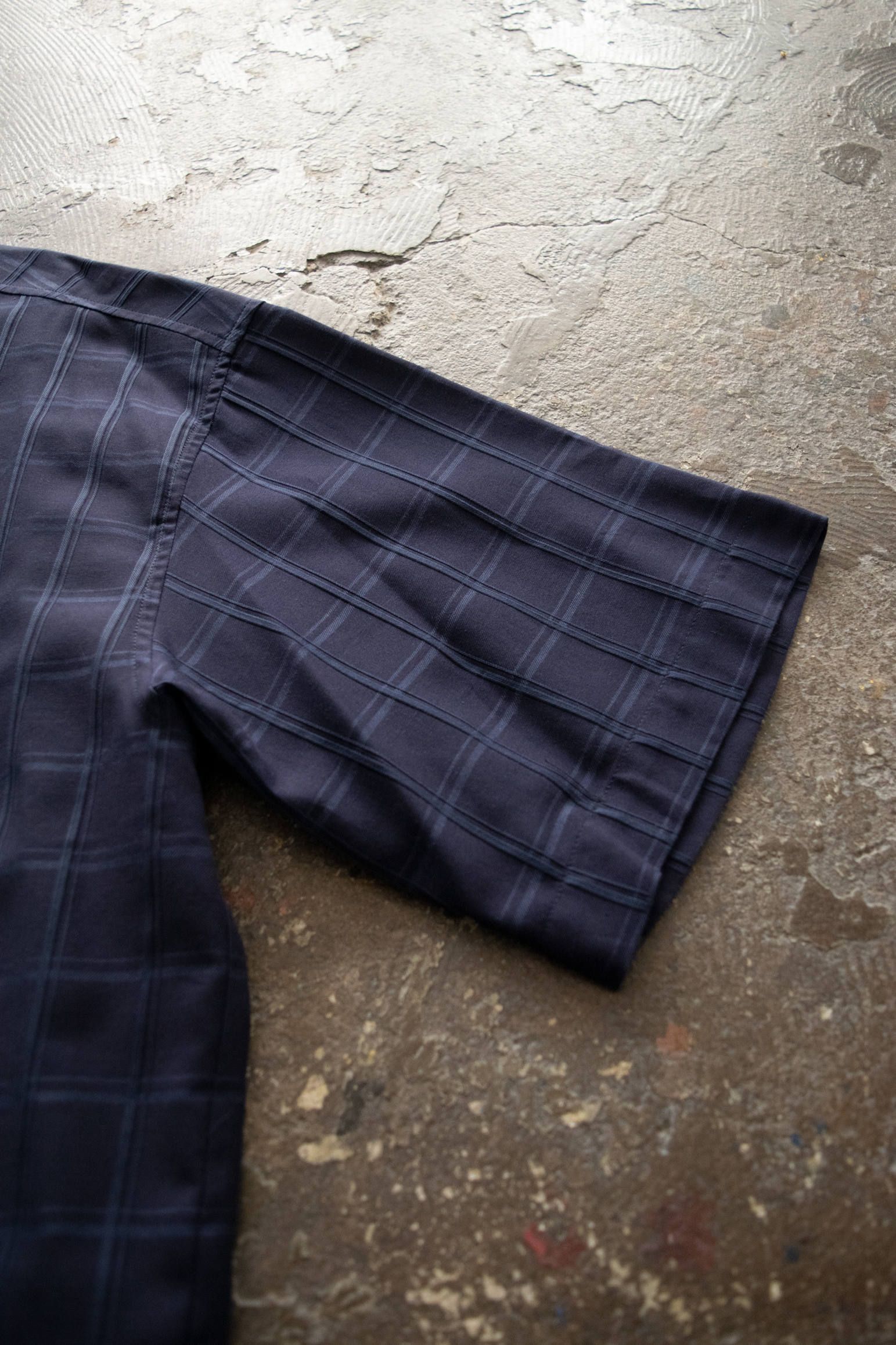 【ラスト1点】【20SS】Shadow Check Crop Shirt/シャドウチェッククロップシャツ(NAVY)