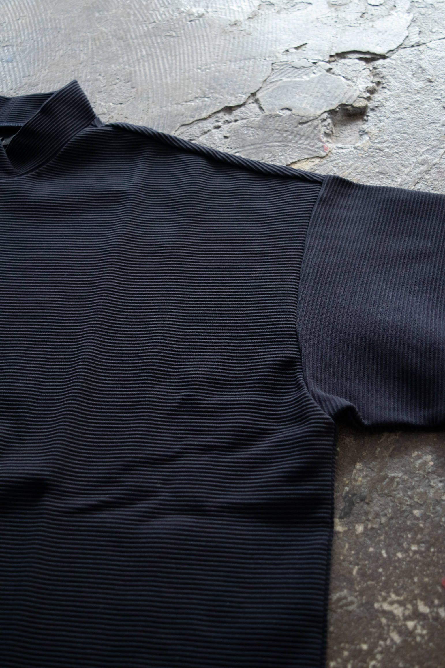【ラスト1点】【20SS】Ripple Mock Neck/リップルモックネックカットソー(NAVY)