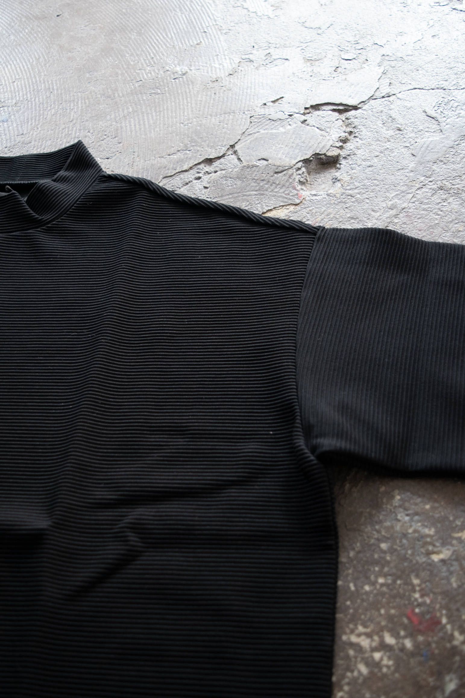 【ラスト1点】【20SS】Ripple Mock Neck/リップルモックネックカットソー(BLACK)