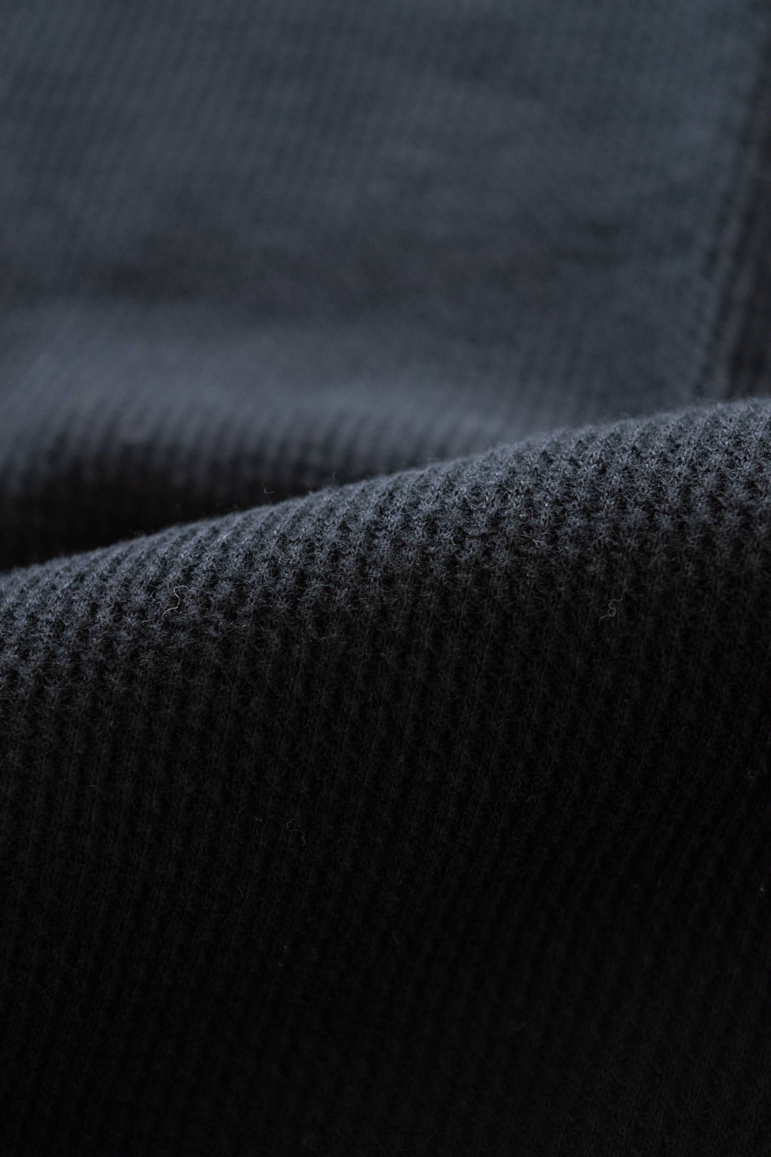 S/S Side Slit Pull Over/半袖ワッフルニットTee(MAD BLACK)
