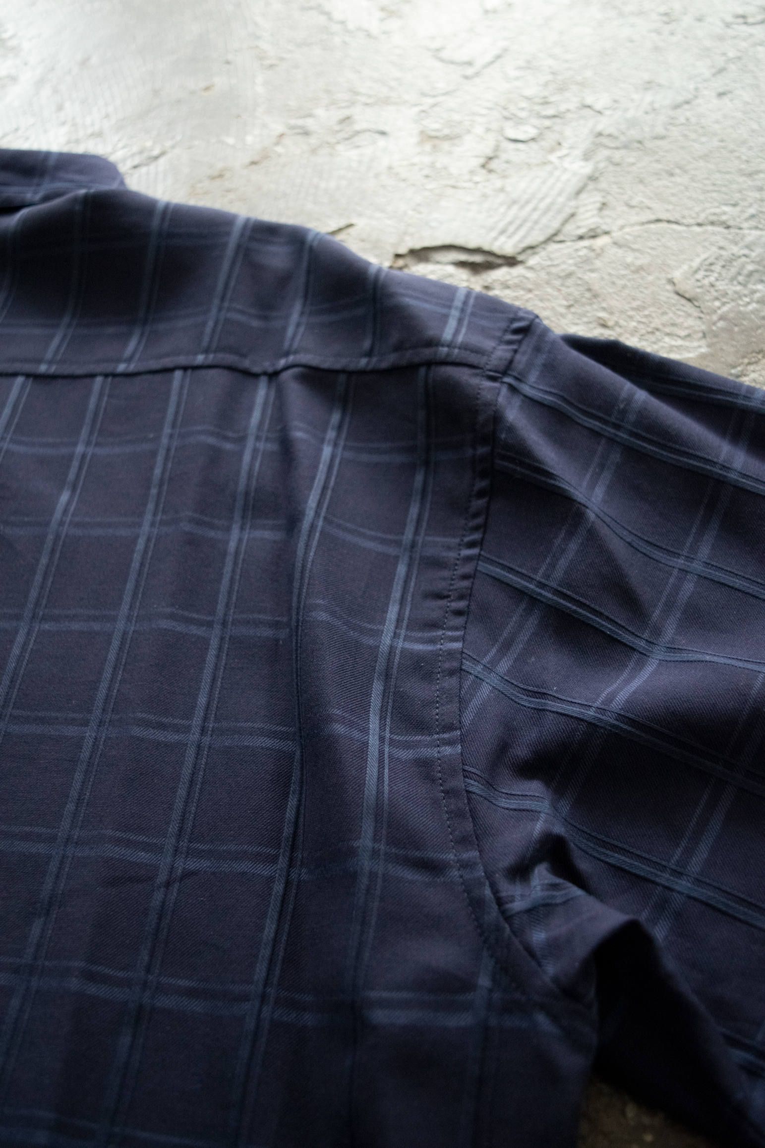 【ラスト1点】【20SS】Shadow Check Crop Shirt/シャドウチェッククロップシャツ(NAVY)