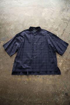 【ラスト1点】【20SS】Shadow Check Crop Shirt/シャドウチェッククロップシャツ(NAVY)