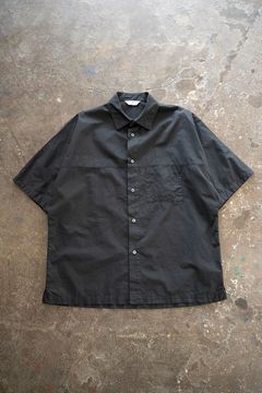【ラスト1点】【23SS】シルク混半袖ヨークスリーブシャツ(BLACK NAVY)
