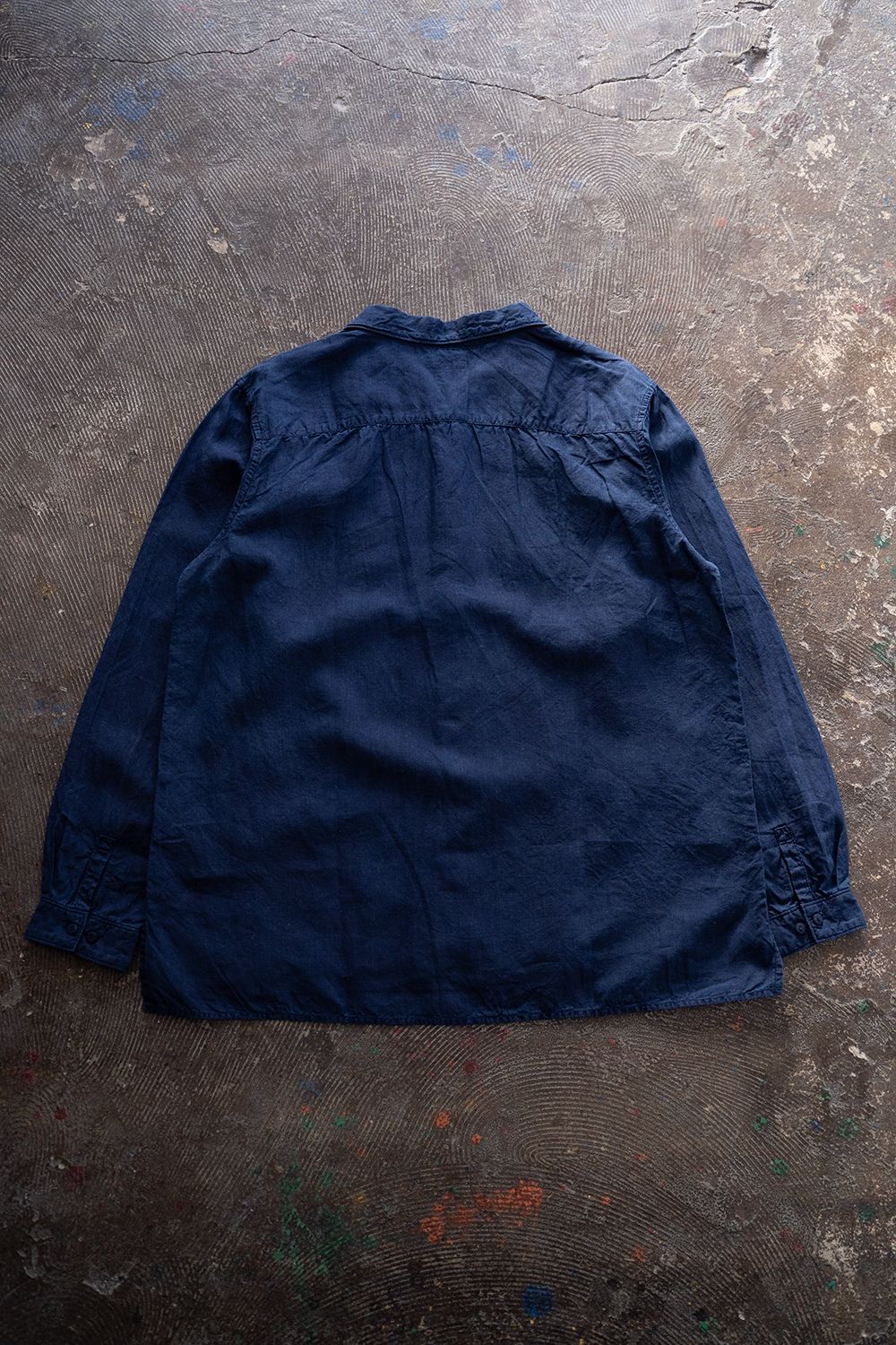 【ラスト1点】大麻開襟シャツ 高密度(藍(濃))