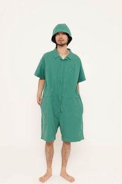 【26SS】"joint(short)"pajama【オールインワン】(washed light cotton GREEN)