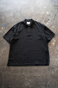 【ラスト1点】【25SS】レーヨン×リネン半袖スキッパーシャツ(INK BLACK)