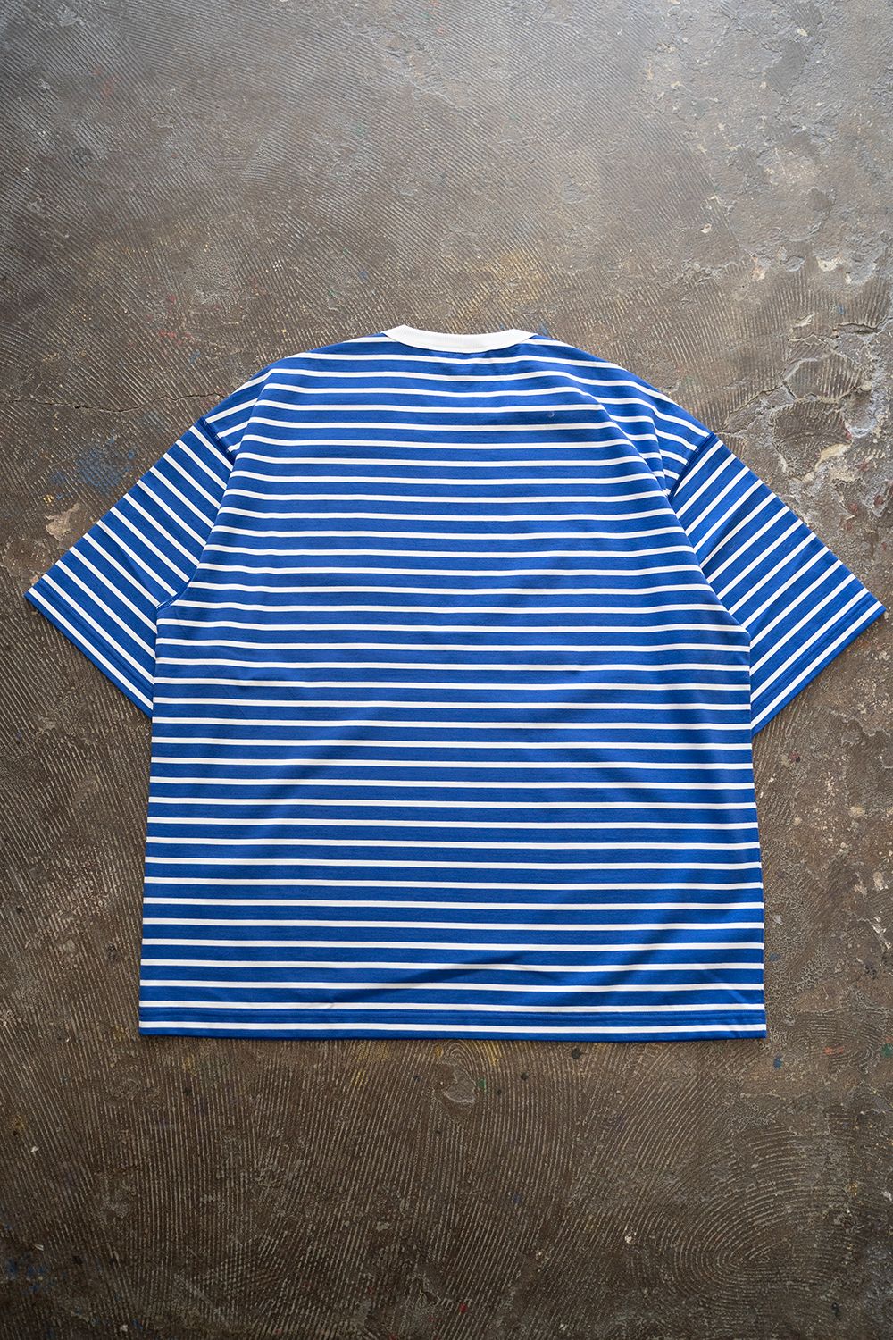 【ラスト1点】【24SS】配色バインダーネックボーダーTシャツ(BLUE)