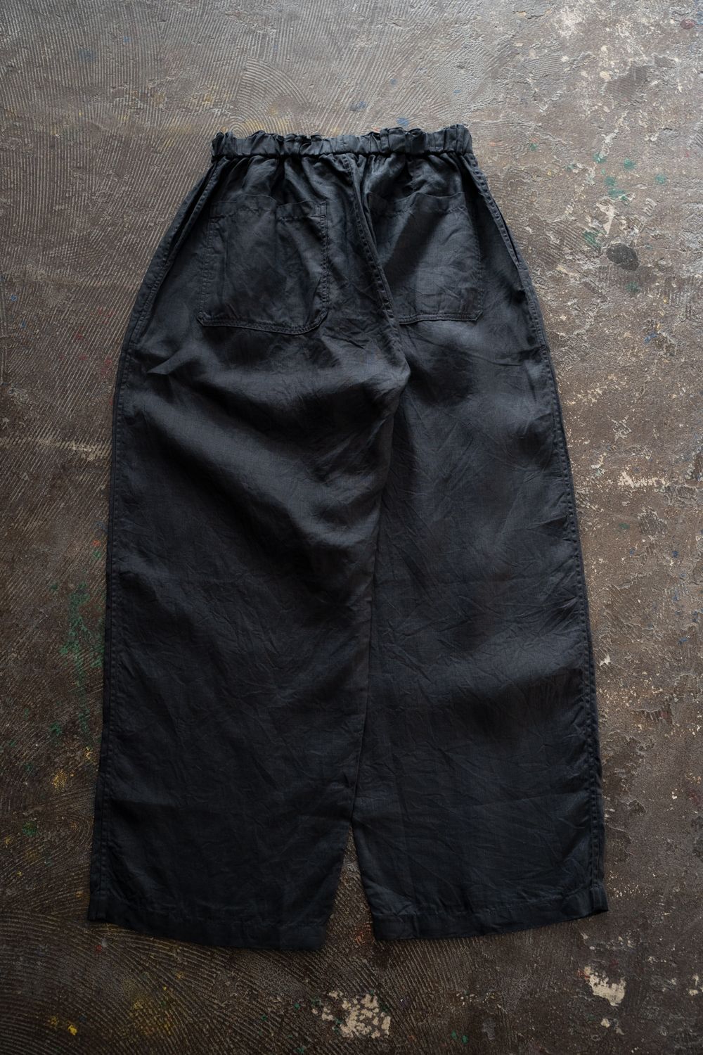 【ラスト1点】大麻ワイドパンツ(墨黒)