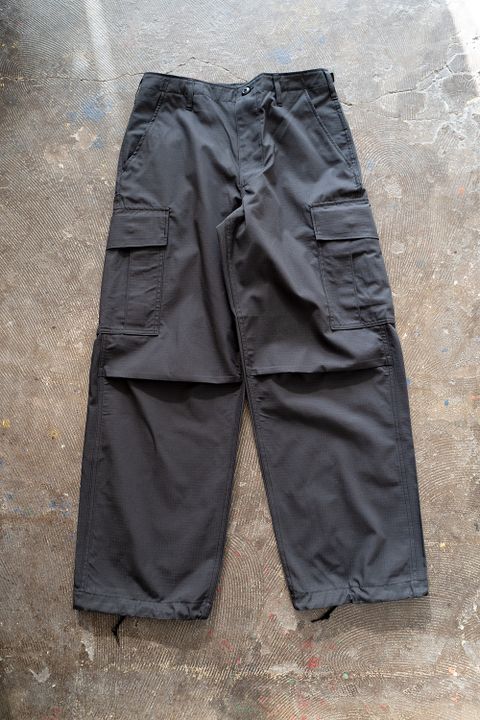 【ラスト1点】スビンコットンリップストップジャングルファティーグパンツ(BLACK)
