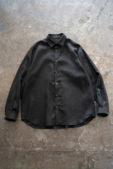 【ラスト1点】【22SS】French Linen L/S Shirt/フレンチリネンロングスリーブシャツ(BLACK)