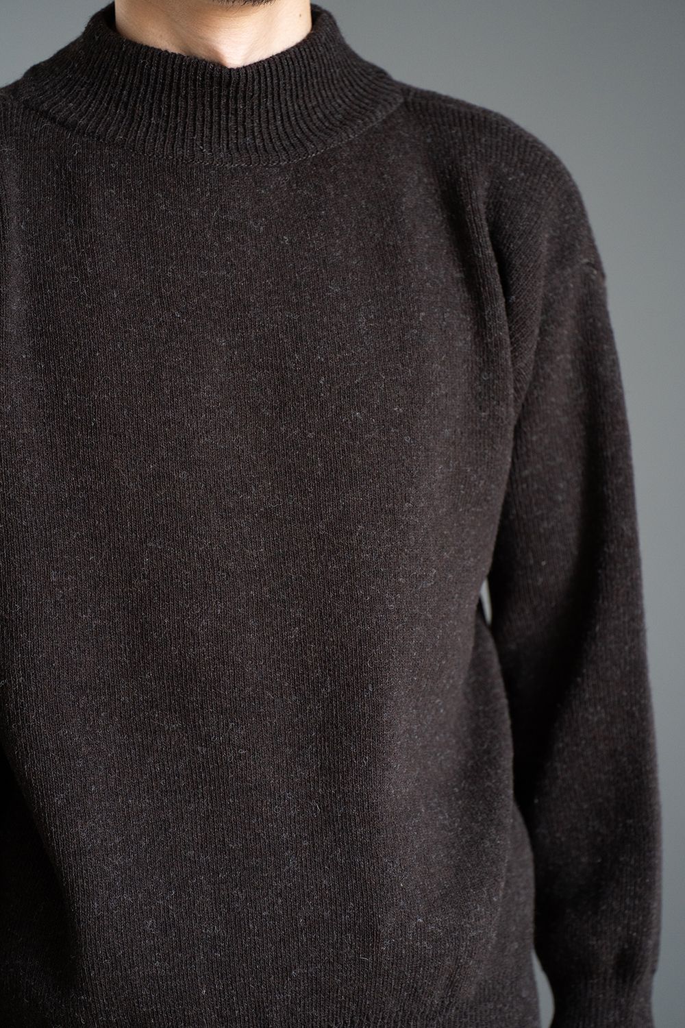 slopeslow - Hard twisted Shetlandwool GOB sweater(BROWN) | Salty