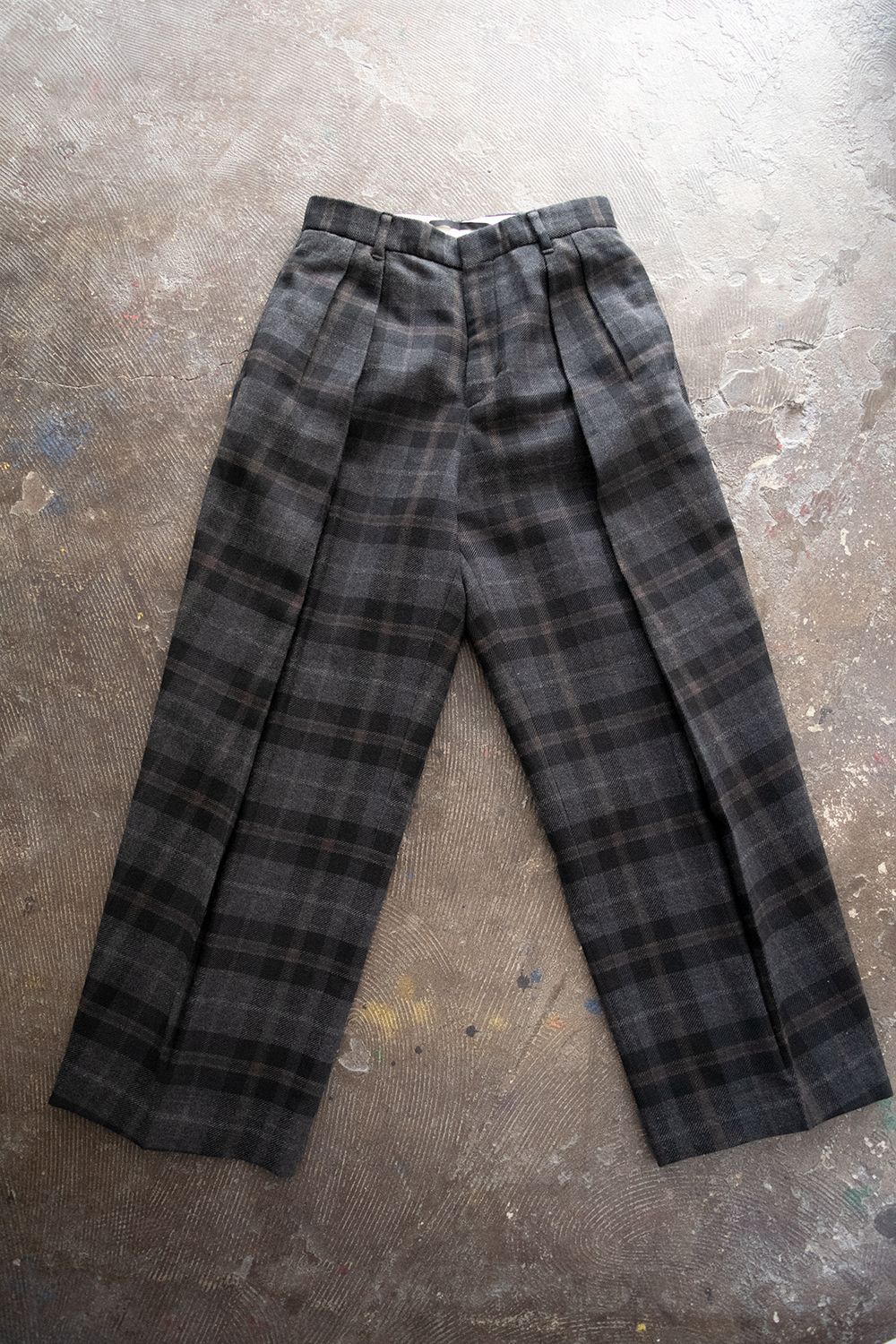 【ラスト1点】【20AW】C/W Plaid Double Tuck Pants(BROWN)