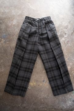【ラスト1点】【20AW】C/W Plaid Double Tuck Pants(BROWN)
