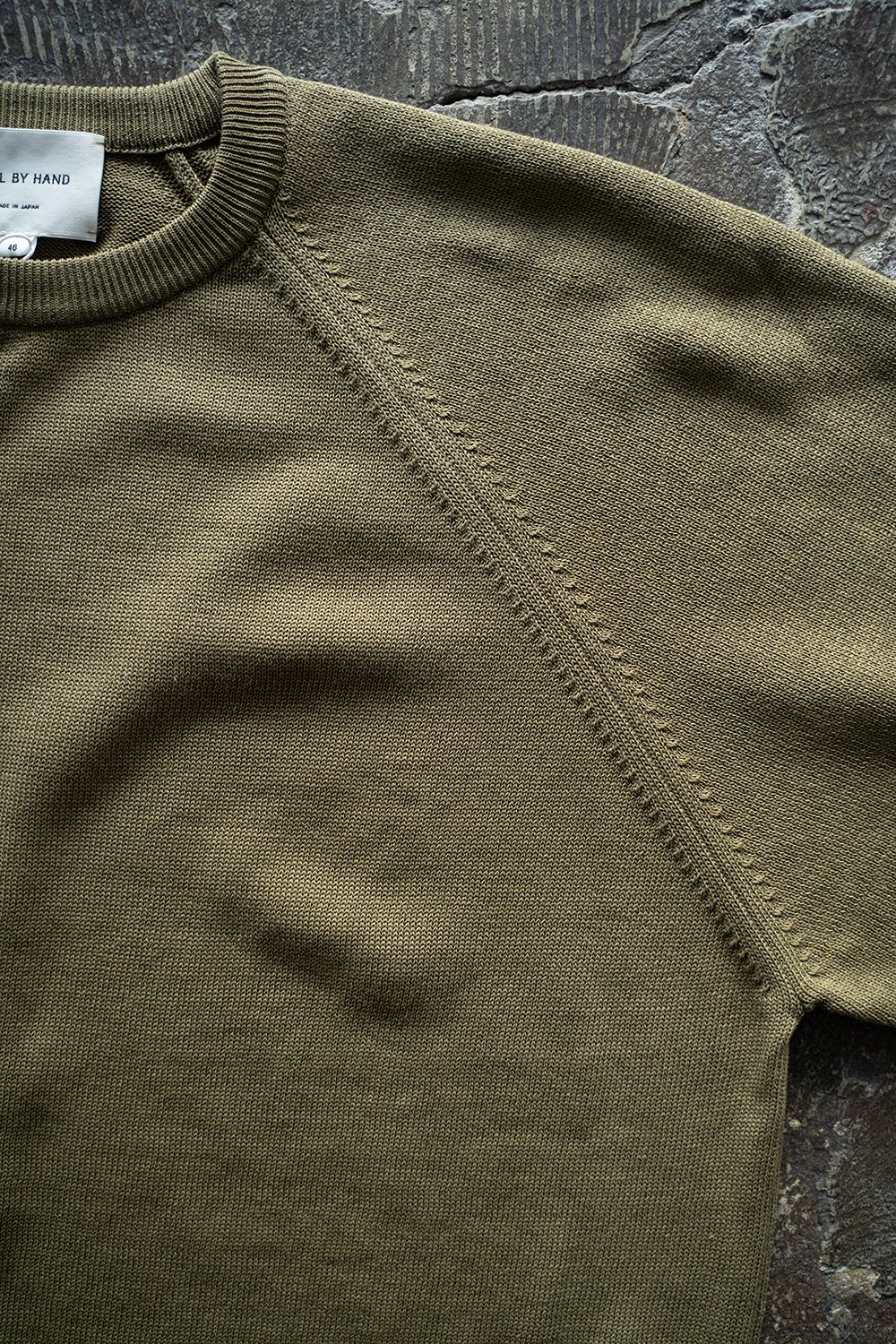 【ラスト1点】【25SS】強撚綿クルーネック10Gニット(OLIVE)