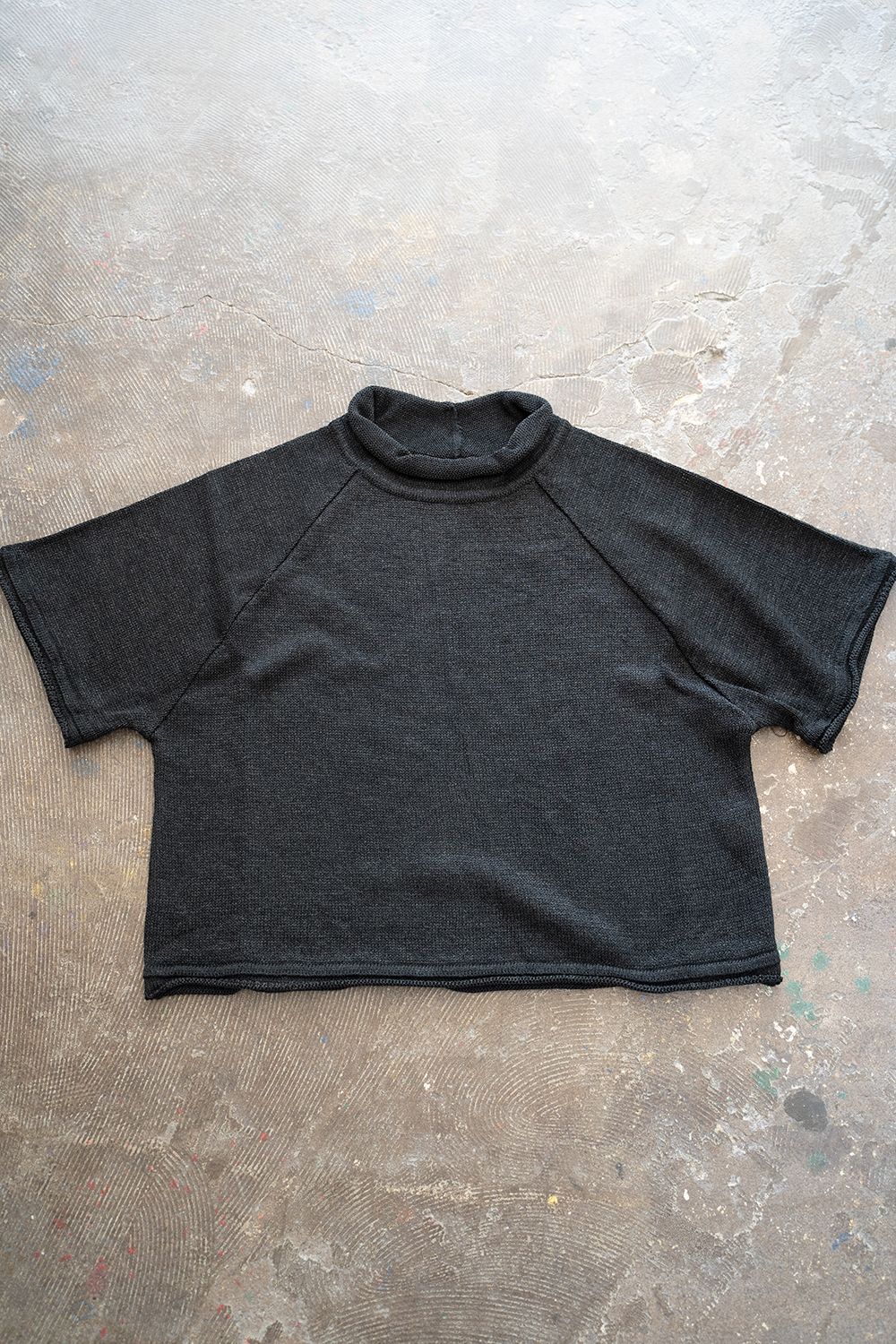 【ラスト1点】2Way Roll Neck Knit Pullover/和紙混2WAYロールネックニット(BLACK)