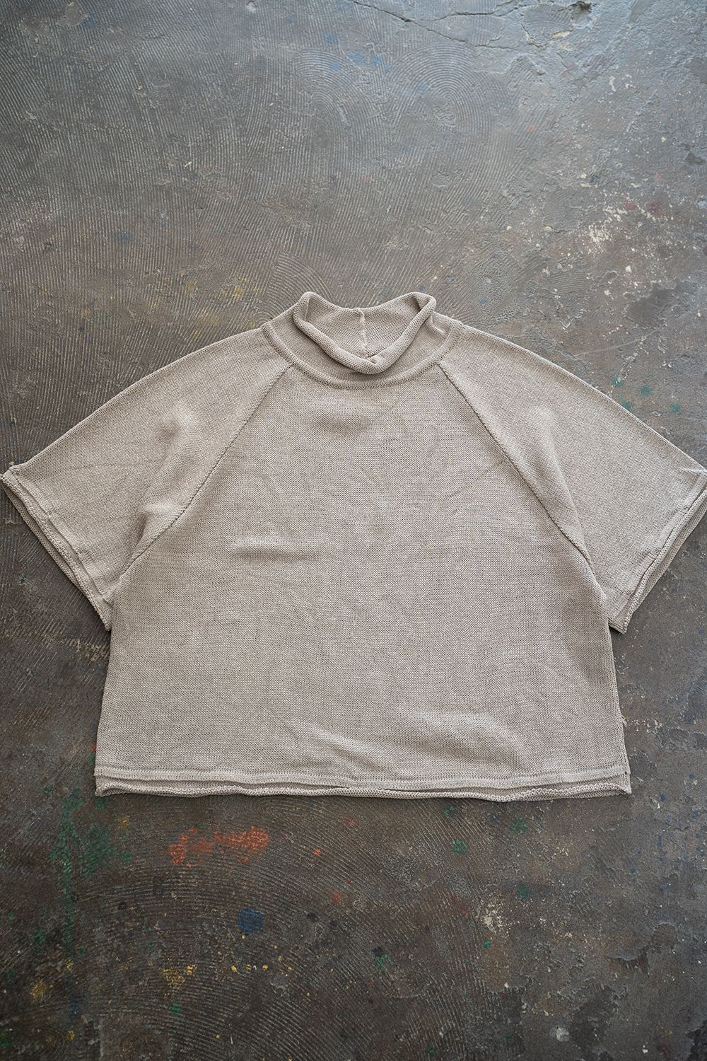 【ラスト1点】2Way Roll Neck Knit Pullover/和紙混2WAYロールネックニット(GREIGE)