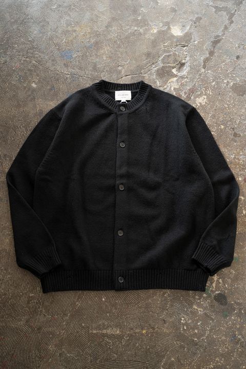 【26AW】ダメージクルーネックカーディガン(BLACK)