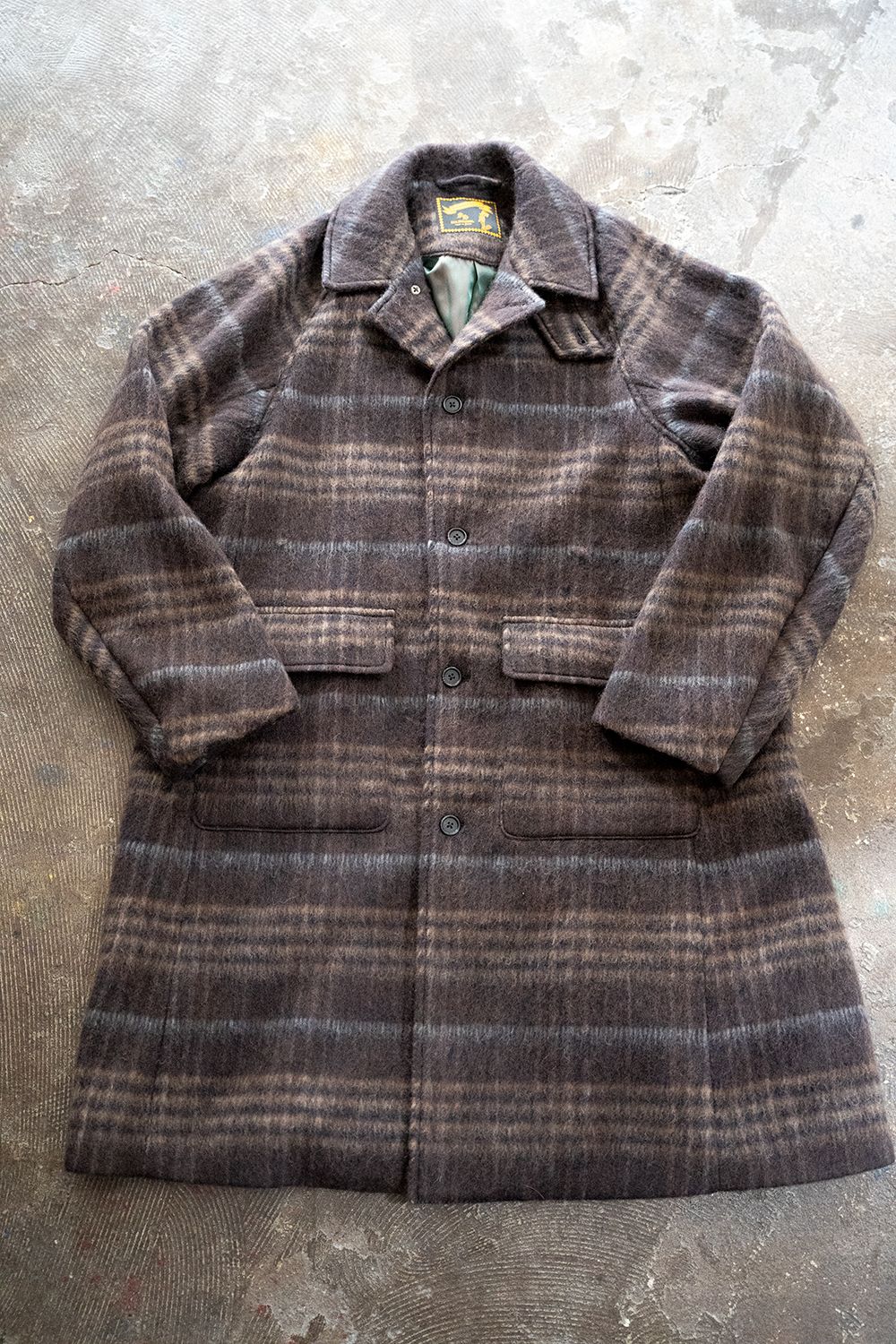【ラスト1点】Plaid Wool Melton Bal Collar Coat(BROWN)【ユニセックス】