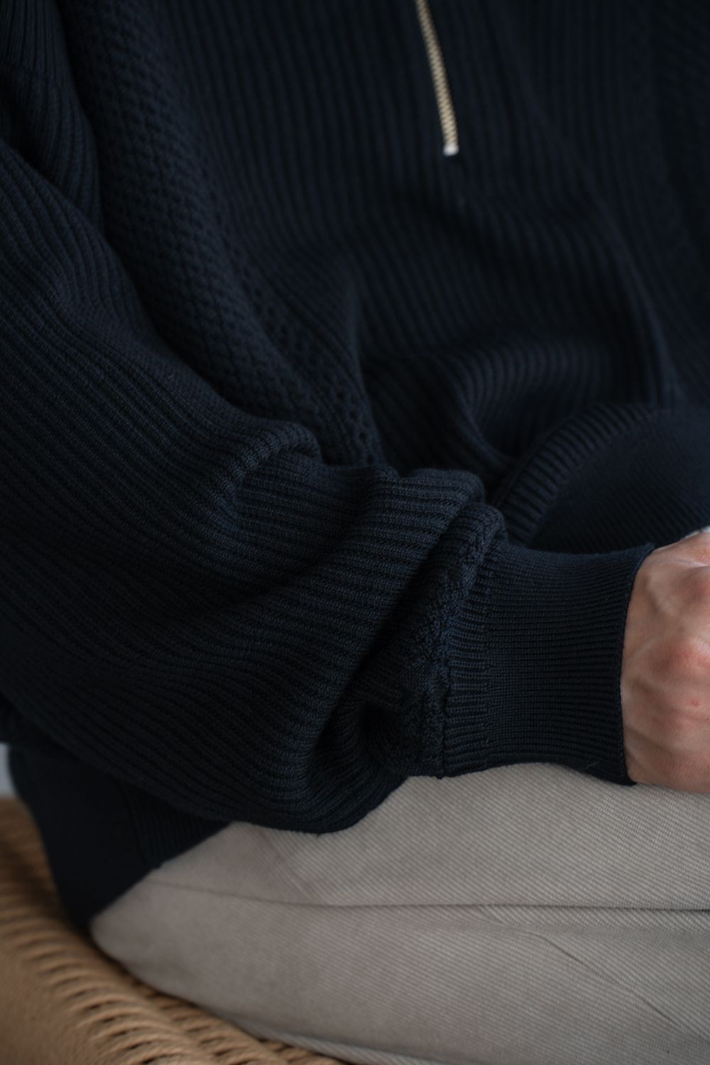 【26AW】Teriha Zip Polo(BLACK)