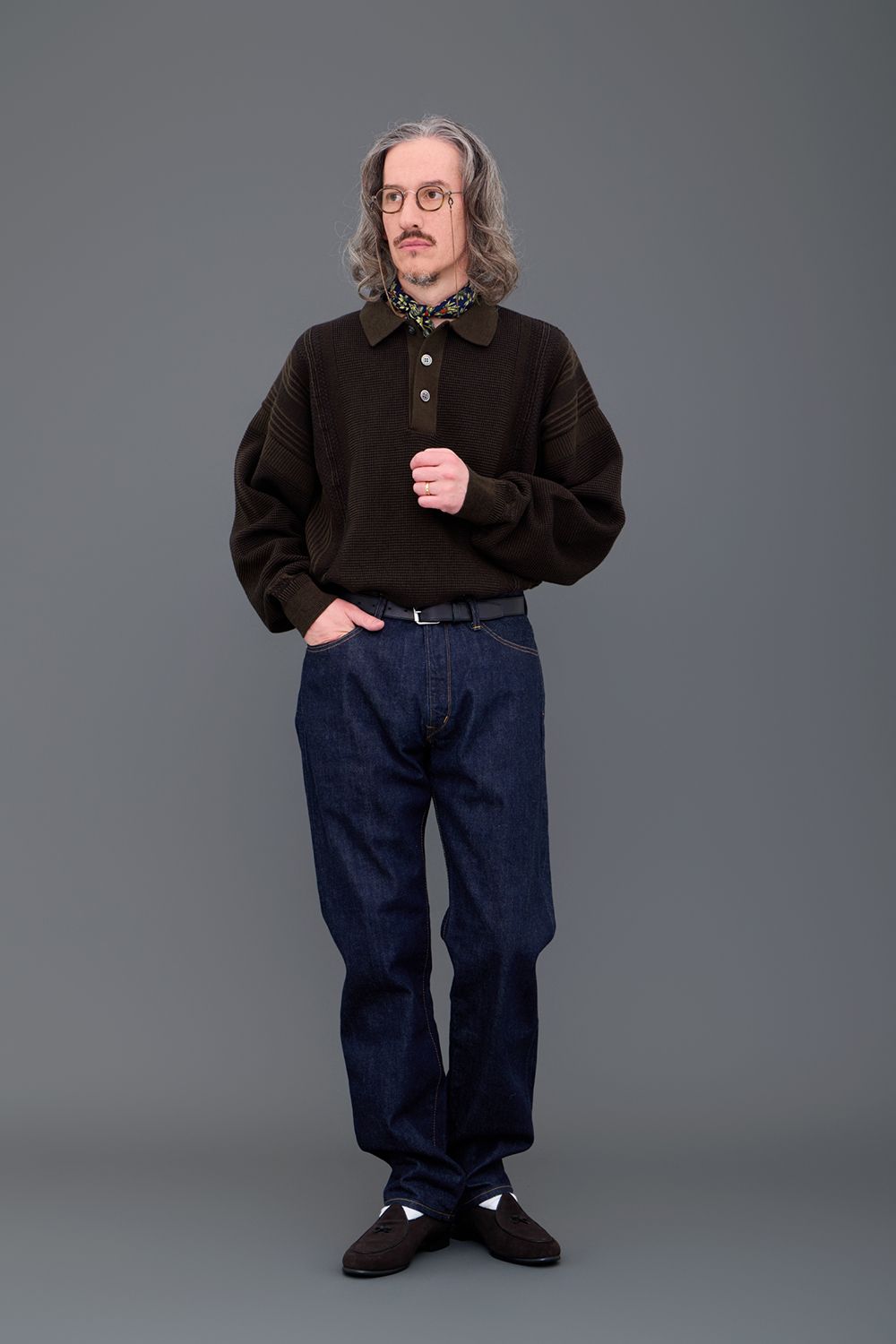 【26AW】Akisame Knit Polo(BROWN)
