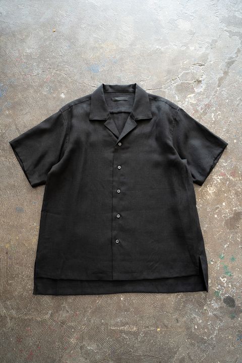 【ラスト1点】【22SS】French Linen Open Collar Shirt/フレンチリネンオープンカラーシャツ(BLACK)
