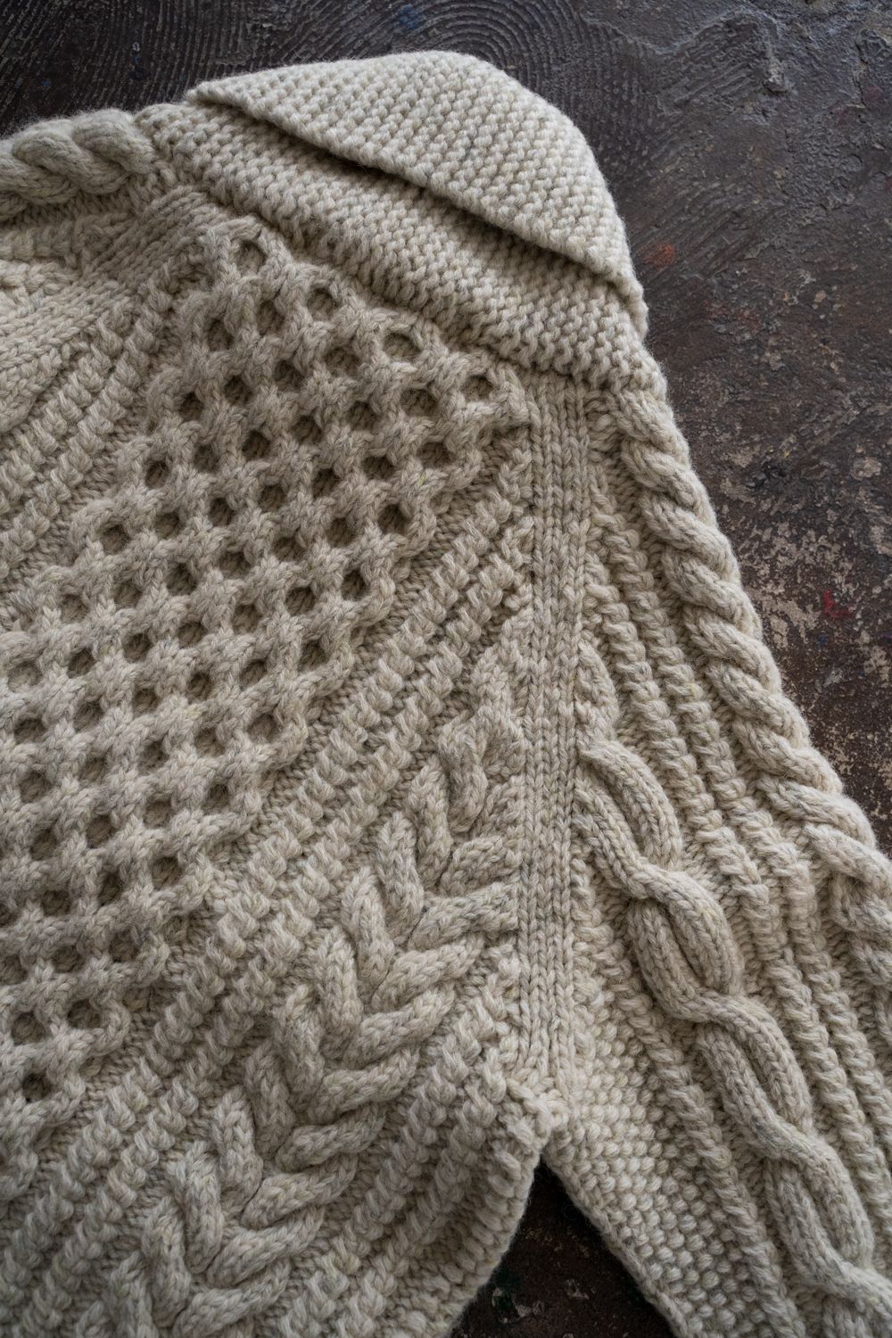 【Sサイズ】Jamieson’s Shetland wool HAND KNITTING Cowichan sweater(WHITE)