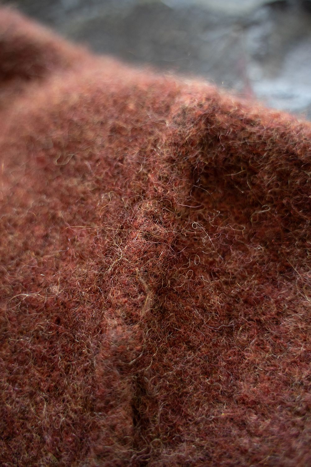 【ラスト1点】brushed yak/Shetland wool hoodie balaclava(BRICK)