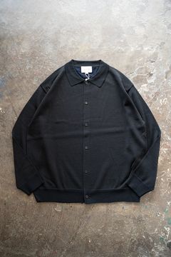 【ラスト1点】【24SS】綿×ポリエステル×リネン12Gニットカーディガン(BLACK NAVY)