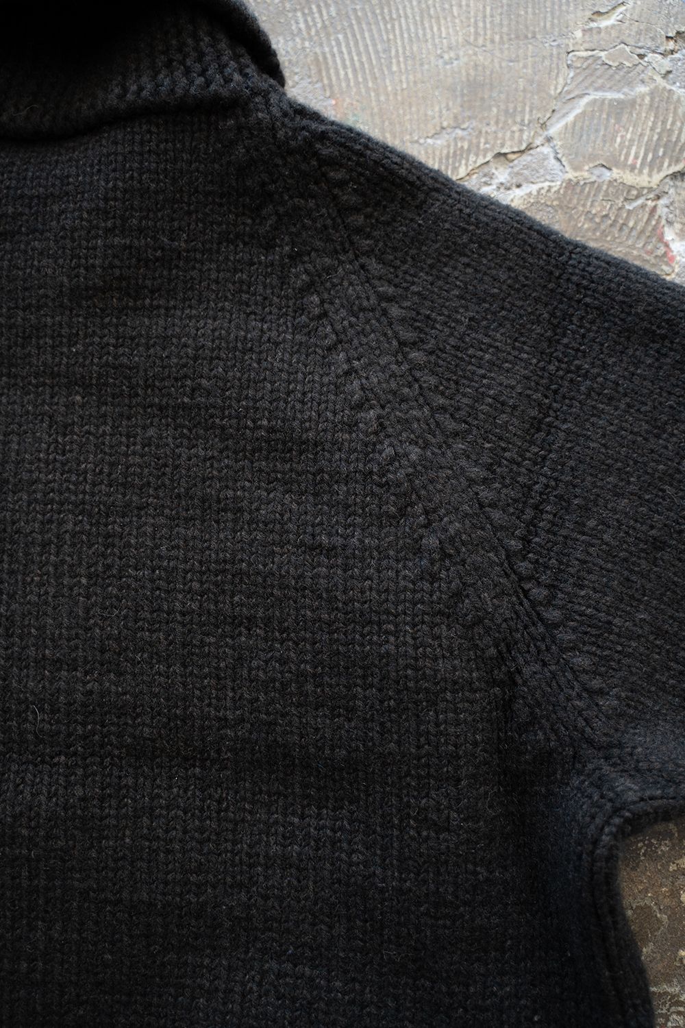 【ラスト1点】yak/lambs multi ply HAND KNITTING cowichan sweater(BLACK)