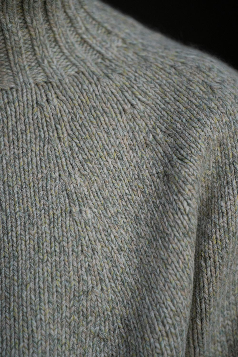 【ラスト1点】yak/lambs multi ply HAND KNITTING yoke top turtle neck sweater(MINT)