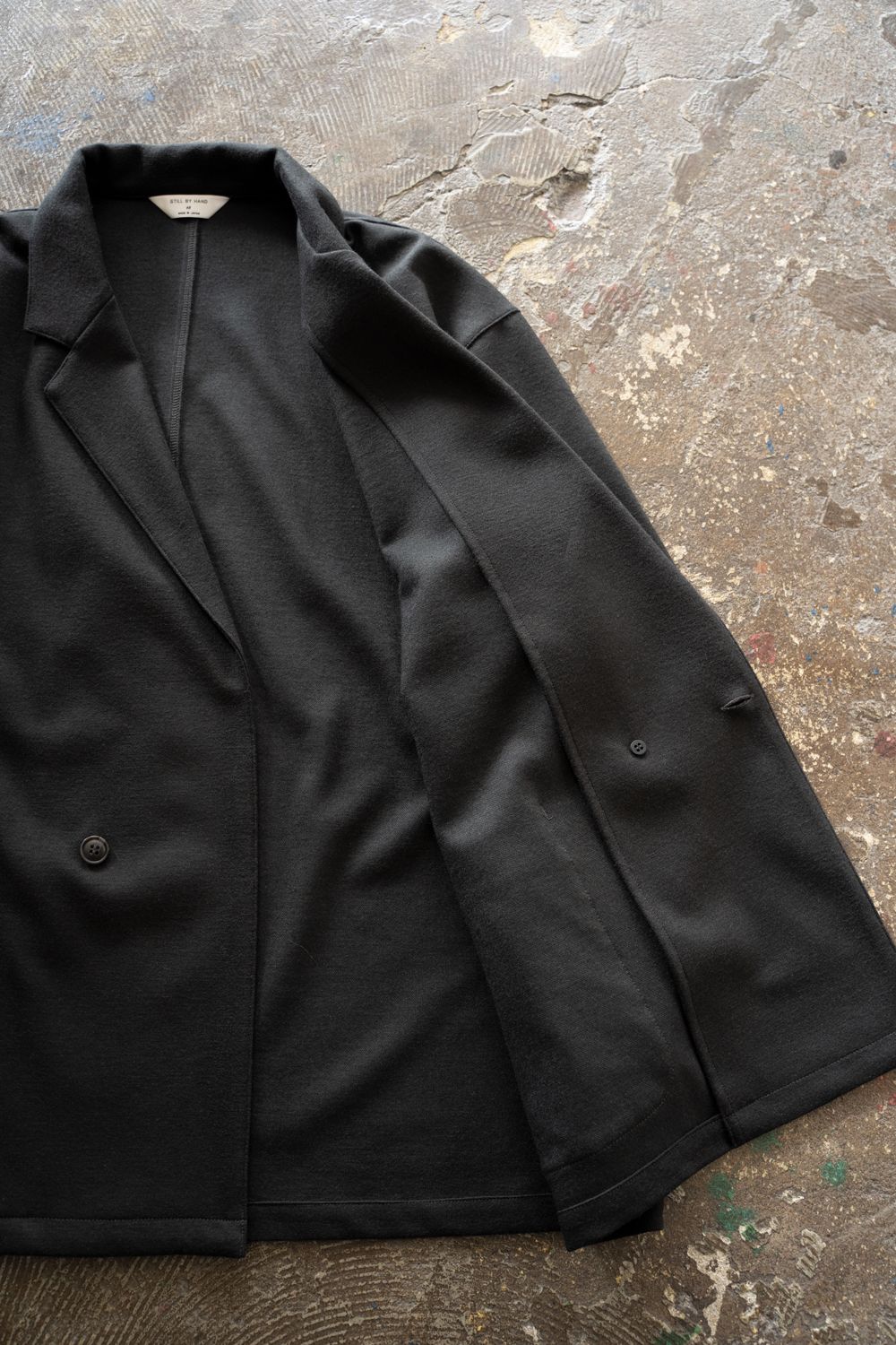 【25AW】ウールジャージーダブルジャケット(CHARCOAL)