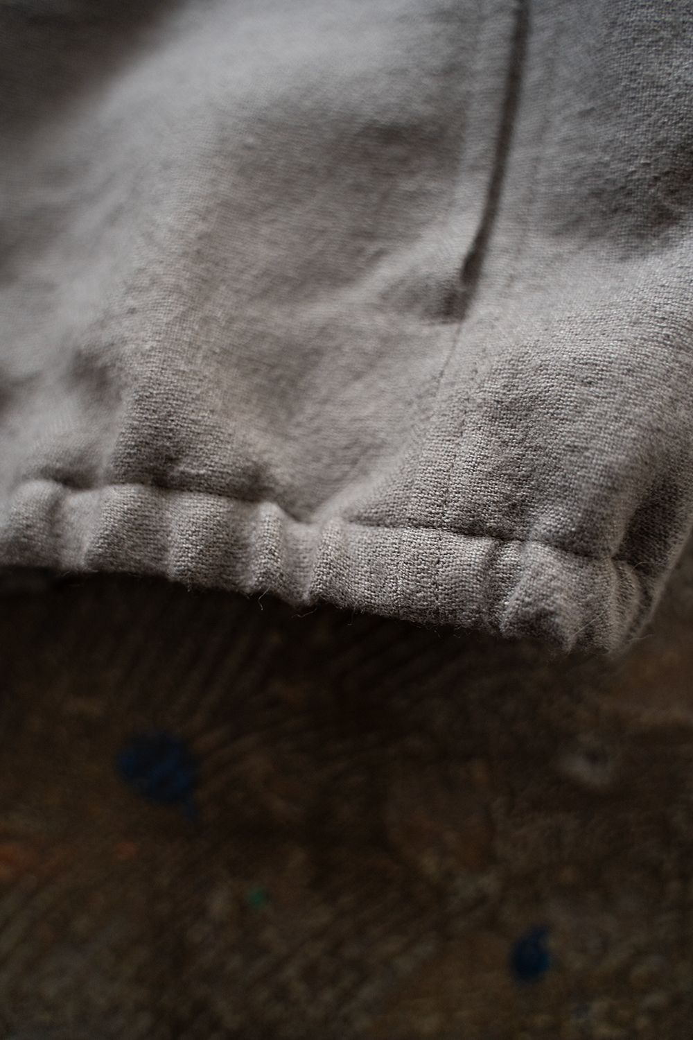 【ラスト1点】【24AW】リネン×ウールスタンドカラーブルゾン(TAUPE)