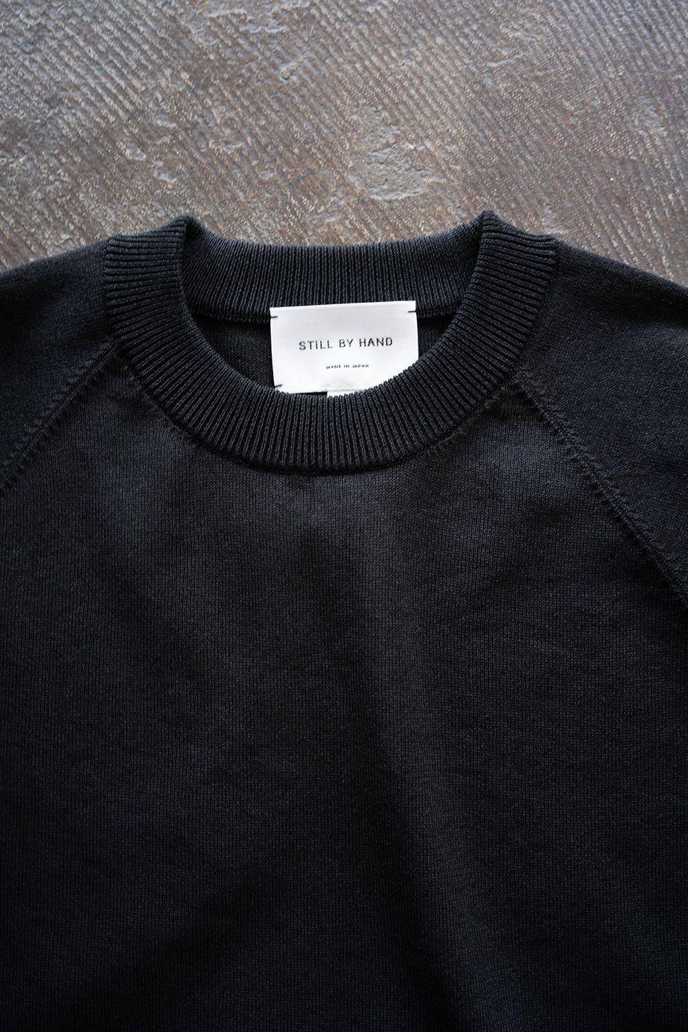 【26SS】和紙混12GラグランスリーブニットTee(INK BLACK)