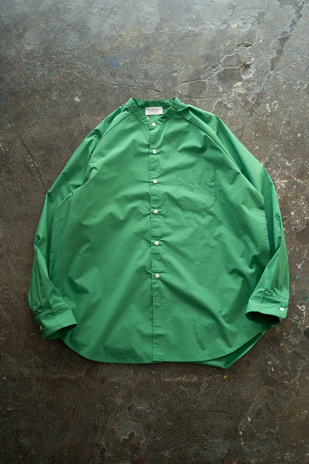 【ラスト1点】【23SS】Over Sized Band Collar Shirts(KELLY GREEN)