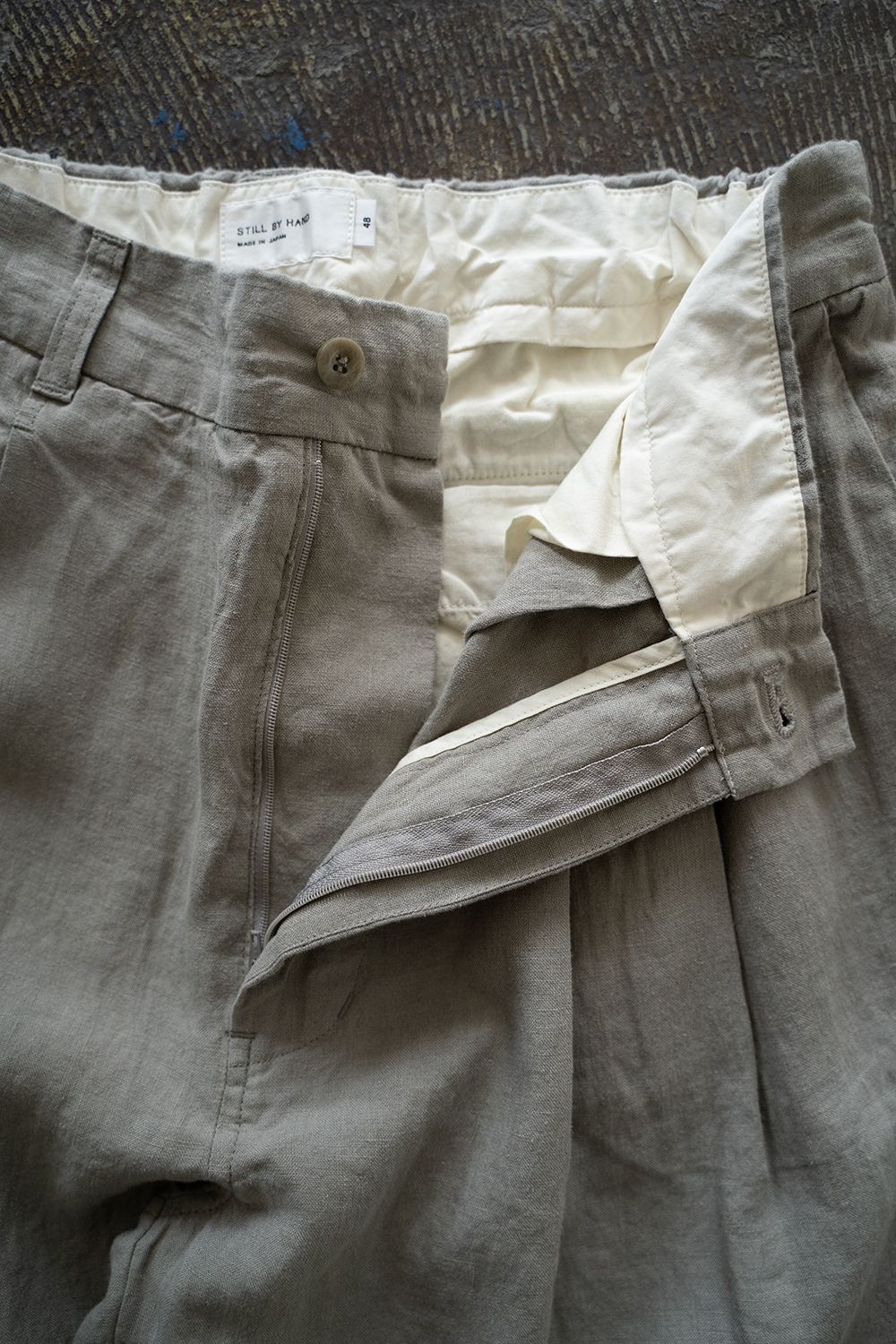 【ラスト1点】【25SS】リネンオックス2タックワイドイージーパンツ(GREIGE)