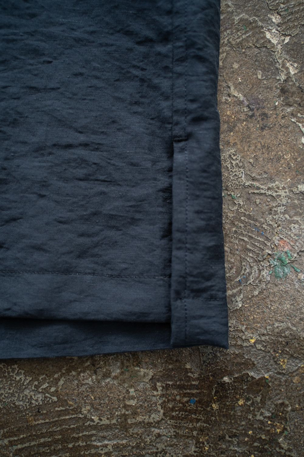 【ラスト1点】【25SS】レーヨン×リネン半袖スキッパーシャツ(NAVY)