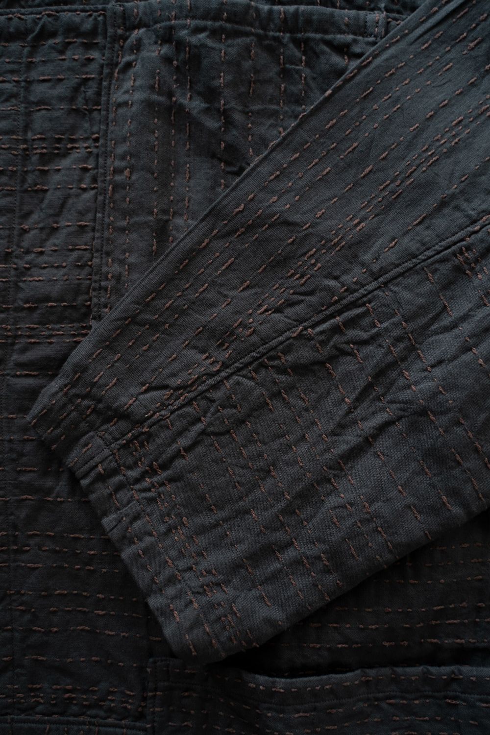 薄手刺し子織ジャケット(墨黒)