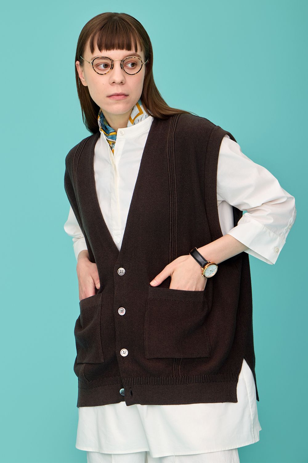 【26SS】Shirotsume V-neck Vest(BROWN)