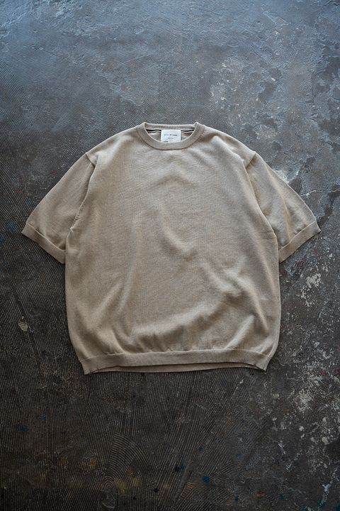 【26SS】綿×ポリエステル×リネン12GニットTee(BEIGE)