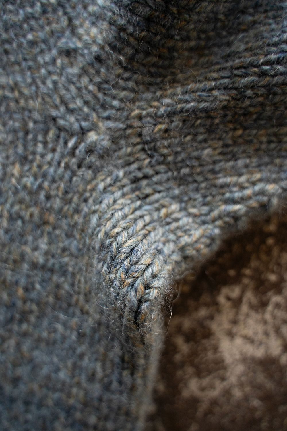 【ラスト1点】yak/lambs multi ply HAND KNITTING yoke top turtle neck sweater(FADE BLUE)
