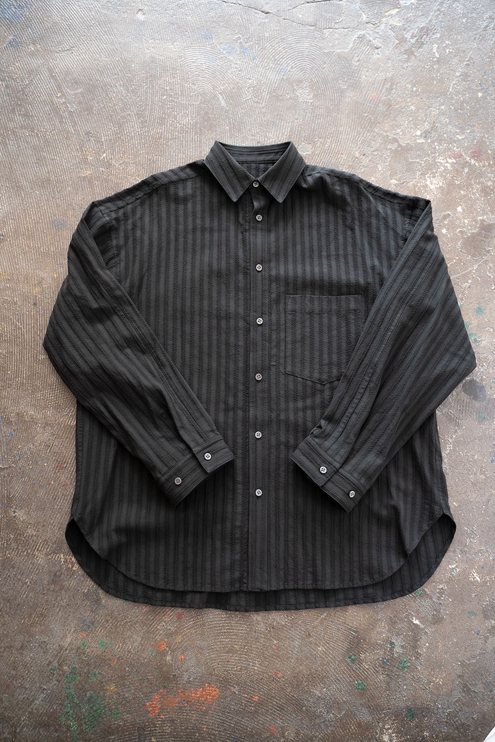 juha - 【ラスト1点】【21SS】Leno Cloth Stripe Over Shirt/レノ