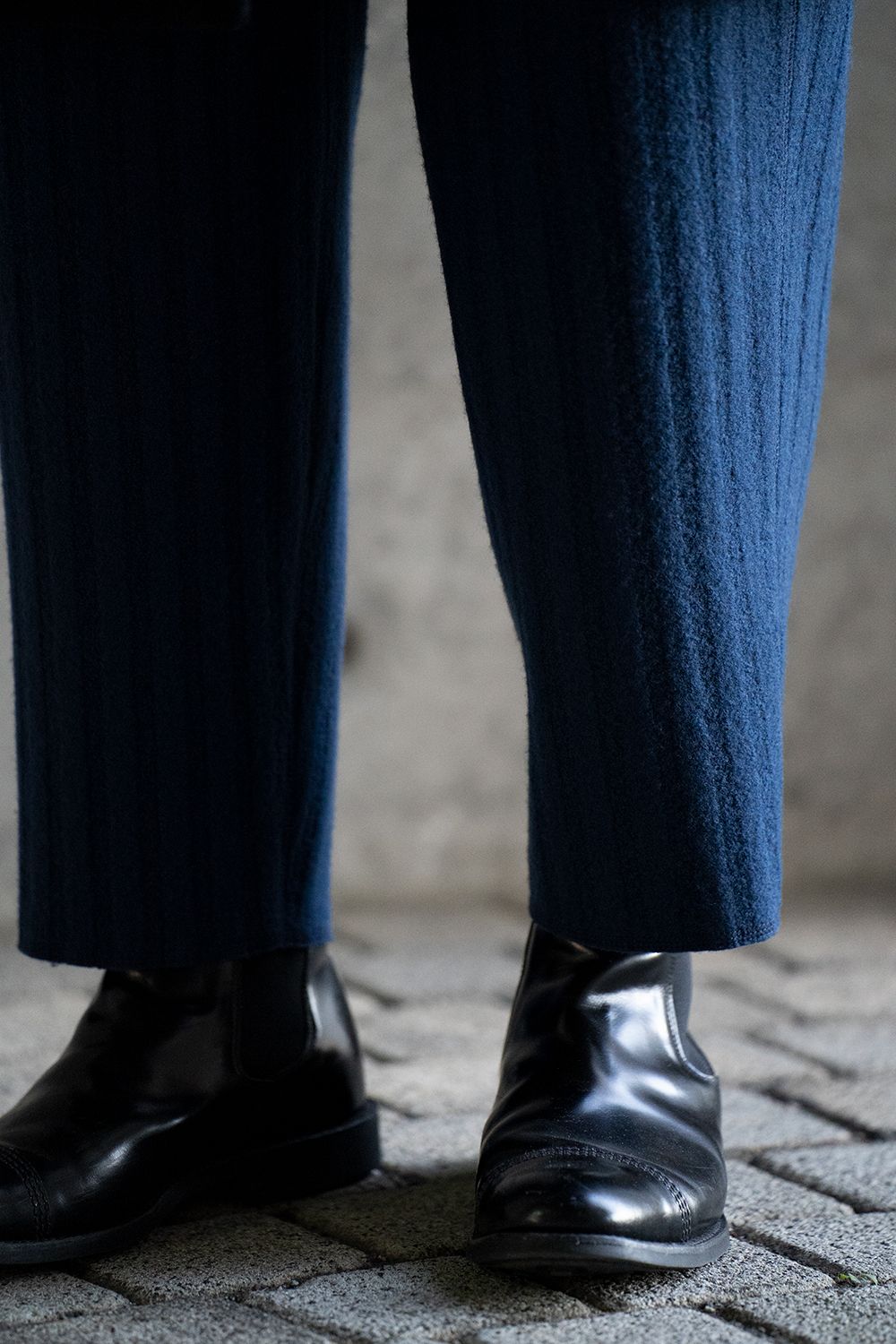 Cale - 【ラスト1点】Wool Felt Stripe Cropped Pants/縮絨ウール