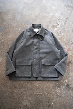 【ラスト1点】【22AW】コーデュロイ切り替えSuper100'sウールメルトンブルゾン(GRAY)