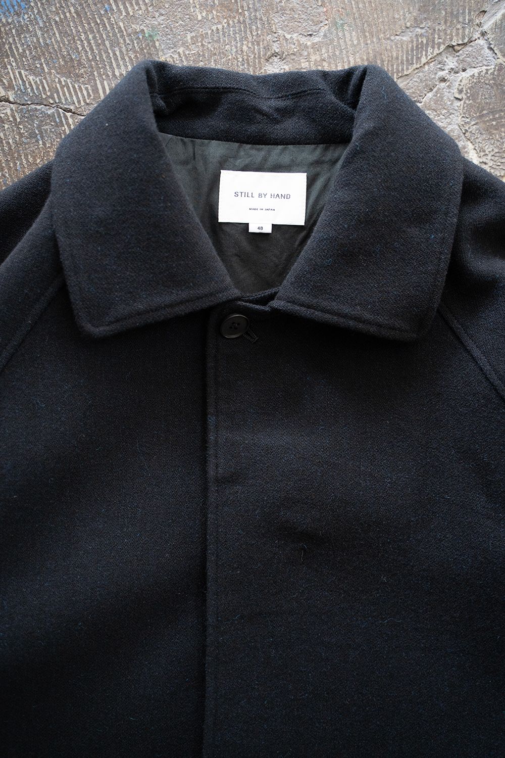【ラスト1点】【25AW】ウール×ナイロンステンカラーコート(BLACK NAVY)