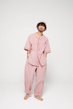 【25SS】"nite game"pajama(seersucker RED STRIPE)【ユニセックス】【セットアップ】